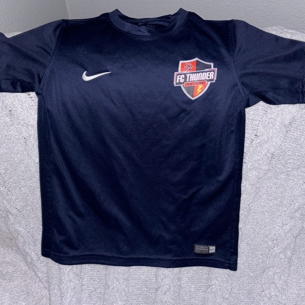 Nike Med Dri-Fit boys youth FC Thunder Boerne short sleeve Navy blue shirt